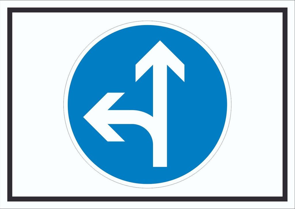 Schild Fahrtrichtung geradeaus oder links Symbol A6 (105x148mm)