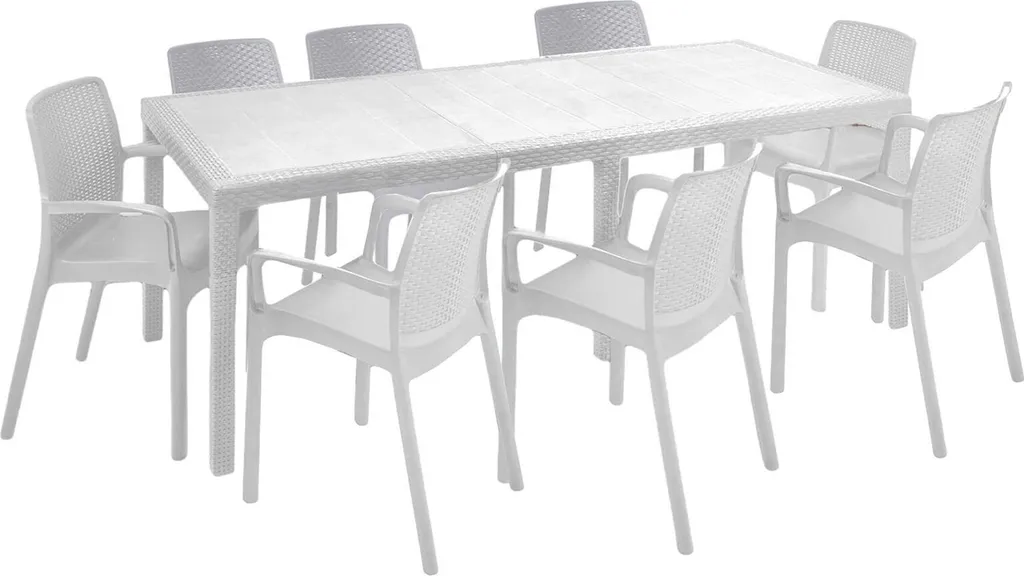 Table de salle à manger avec chaises blanc pour 10 convives