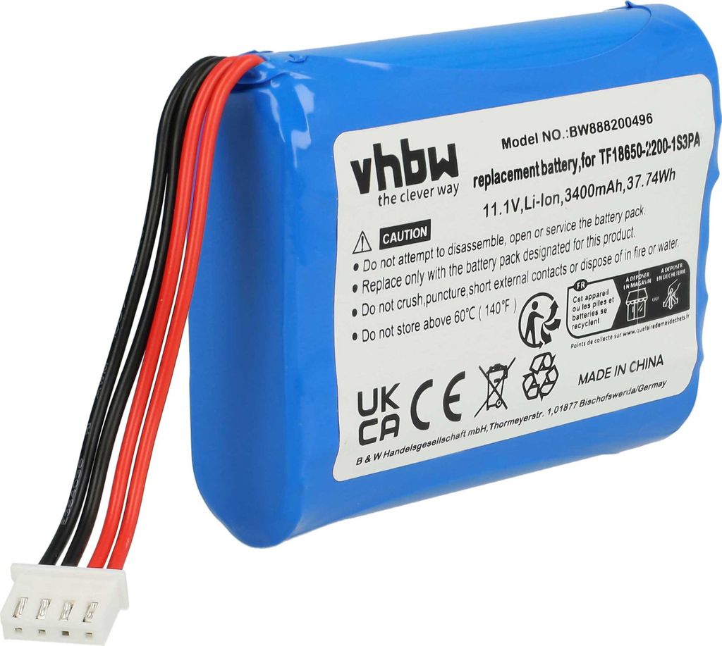 vhbw Akku kompatibel mit Marshall Stockwell Lautsprecher Boxen Speaker (3400 mAh, 11,1 V, Li-Ion)