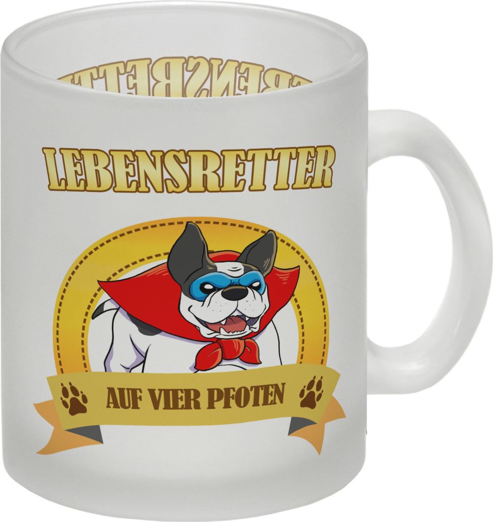 Glas Tasse mit Superheld - Dogge - Lebensretter auf vier Pfoten