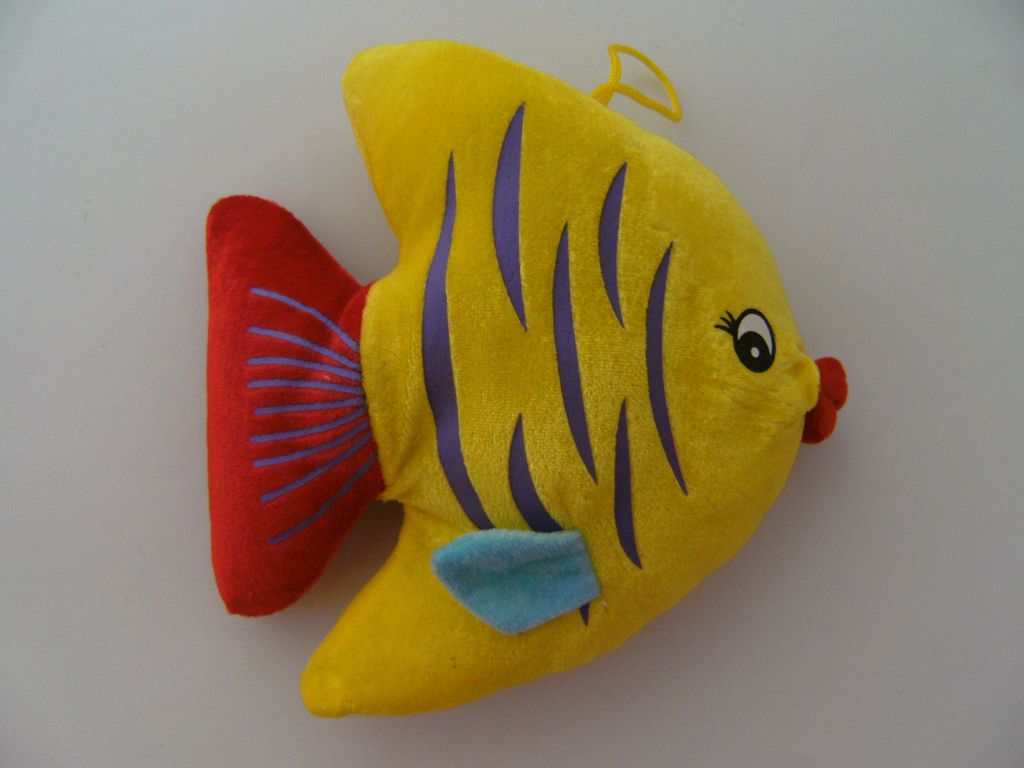 Stofftier Fisch 24 cm, gelb rot, Kuscheltier Plüschtier, Fische Zierfische