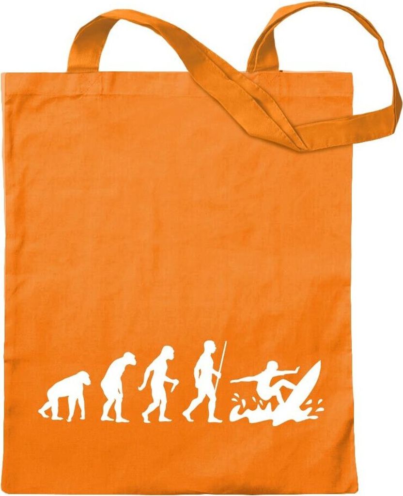 Kiwistar - Baumwolltasche - mandarin - Surfen Wellen Evolution 3 - Tragetasche Stoffbeutel Umhängetasche Langer Henkel