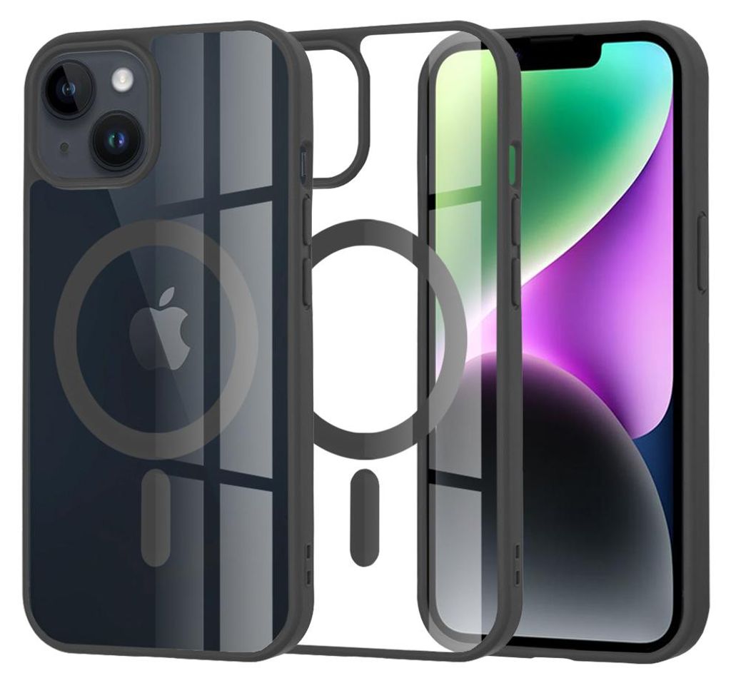 Techsuit MagSafe Pro Back Cover Hülle für Apple iPhone 14 - Schwarz