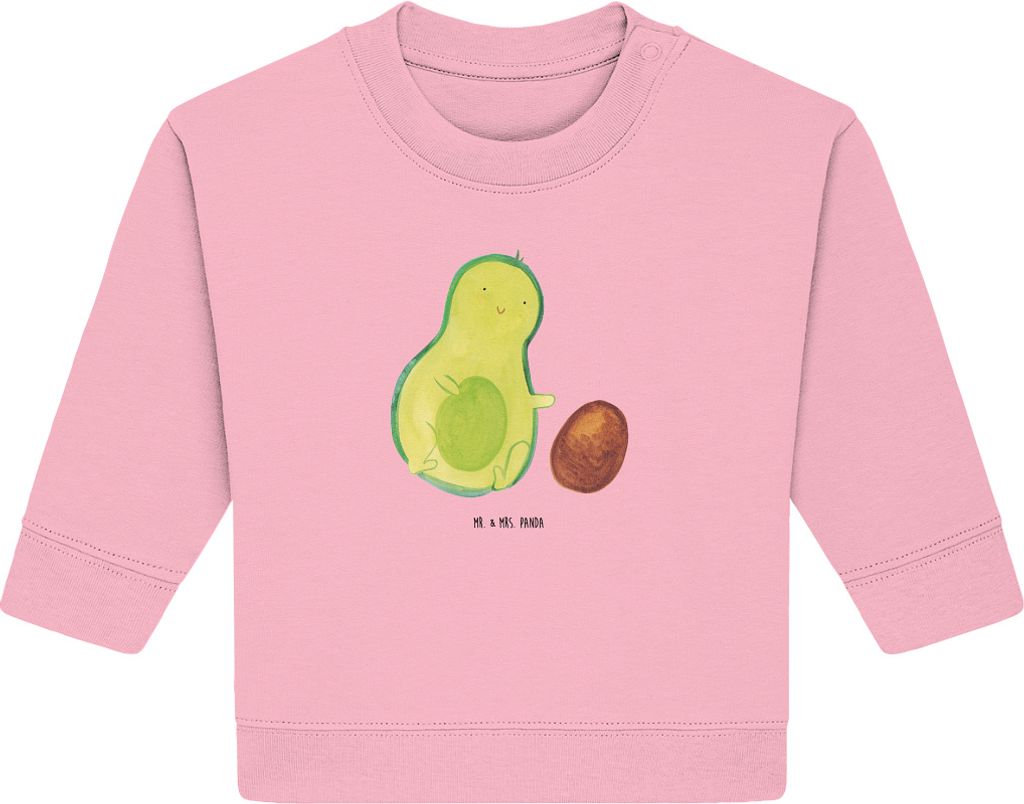 Mr. & Mrs. Panda Organic Baby Pullover Avocado Kern rollt 6. - 12. Monat - Baumwolle Pink - Geschenk, Bullover, Babyparty, Liebe, Schwangerschaft, ...