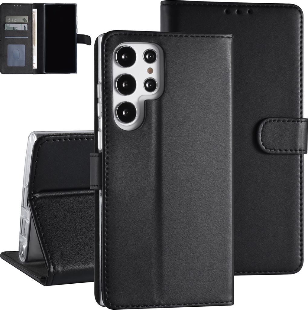 Samsung Galaxy S22 Ultra Book type Case - Card holder - Magnetic closure - Black