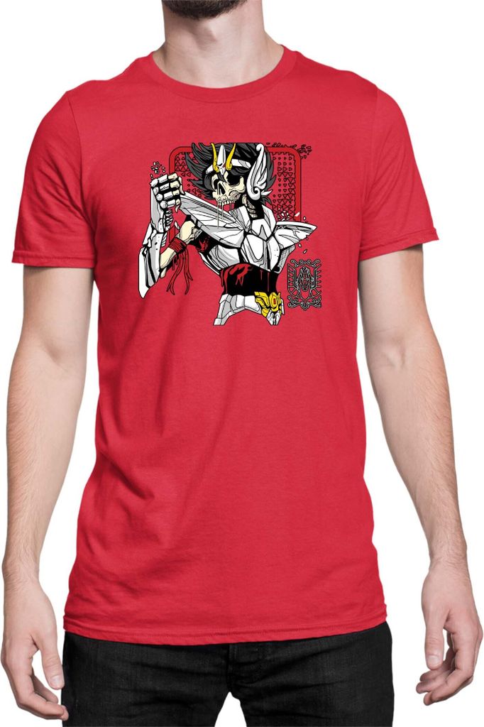 Herren T-Shirt Japan Anime Manga Saint Anime Seiya Zombie Knight 01 Zombie Knight, Man L / Rot