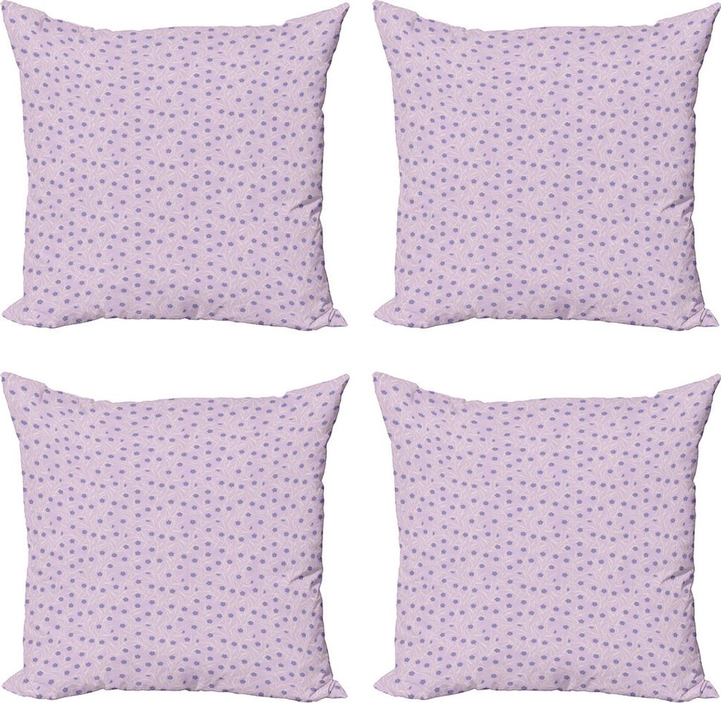 ABAKUHAUS Lila Kissenbezug Set (4 Stück), Blumige Frühling Reisig, Moderner Doppelseitiger Digitaldruck, 50 cm x 50 cm, Mehrfarbig