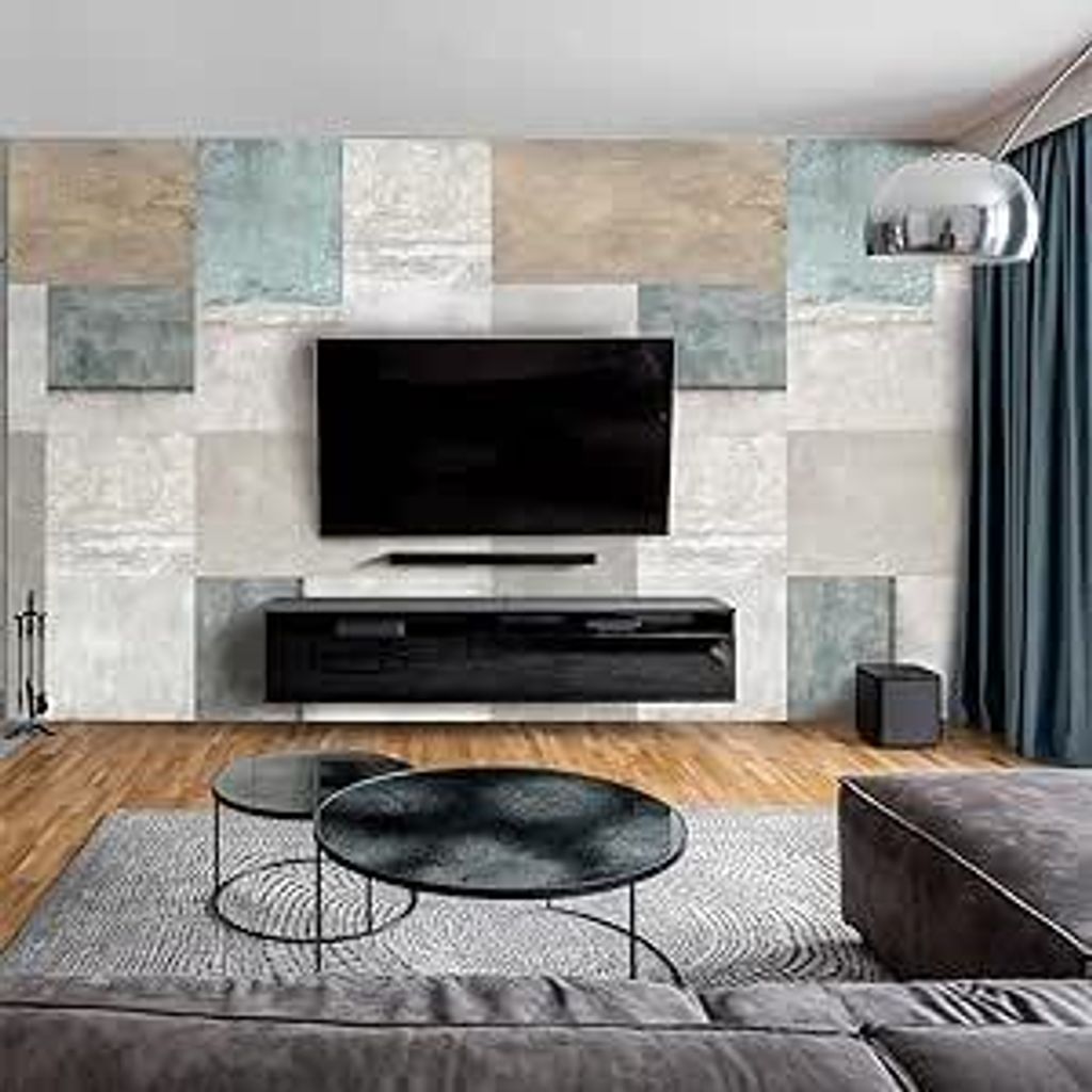 dedeco Wohnzimmerrückwand TV-Wand Wandpaneel Wohnrückwand Rückwand Tapetenersatz, Motiv: Stein V1, 300 x 150 x 0,5cm, Nano-Protect: hochglanz, w...