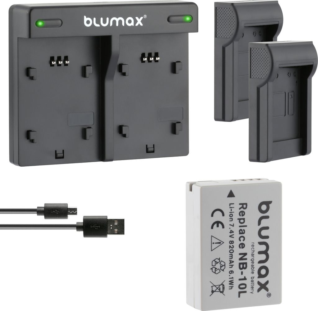 1x Akku + Lader für Canon NB-10L Powershot SX40 HS SX-40HS 820 mAh (7,4V)