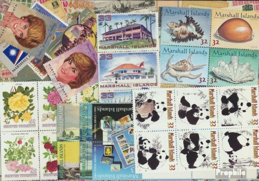 Briefmarken Marshall-Inseln 50 verschiedene Marken