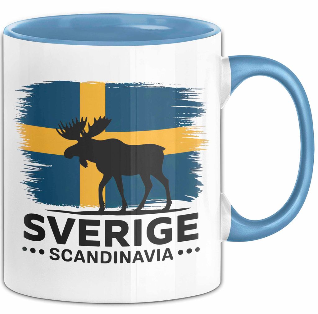 Schweden Skandinavien Schwedisch Tasse Geschenk Lustige Geschenkidee Spruch Elk Bull Sverige Scandinavia (Blau)