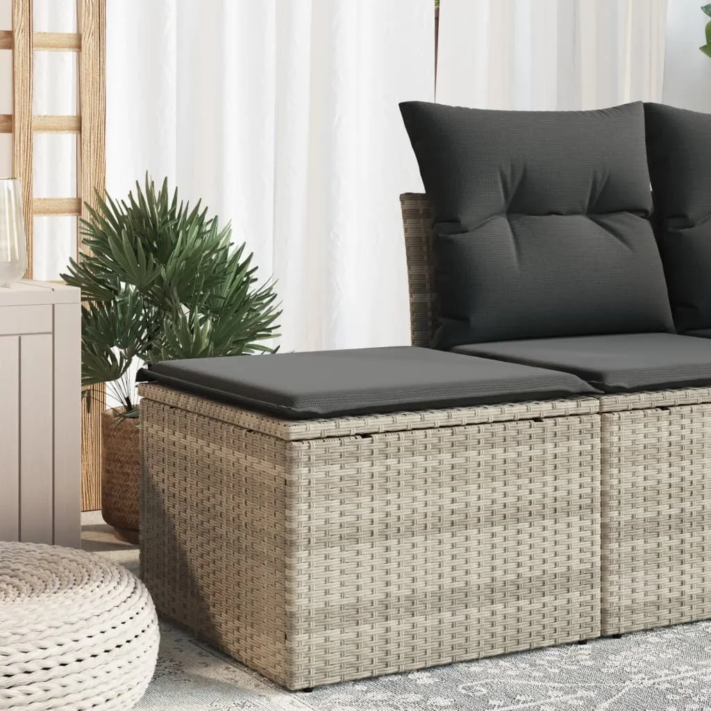 Sgabello da giardino con cuscino grigio chiaro 55x55x37 cm in poly rattan - 2