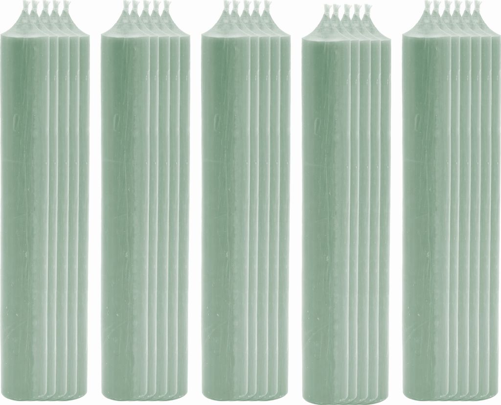 25x Stabkerze Tischkerze Salbei Wachskerze Durchgefärbt Tropffrei Kerze 180 x 22mm Set