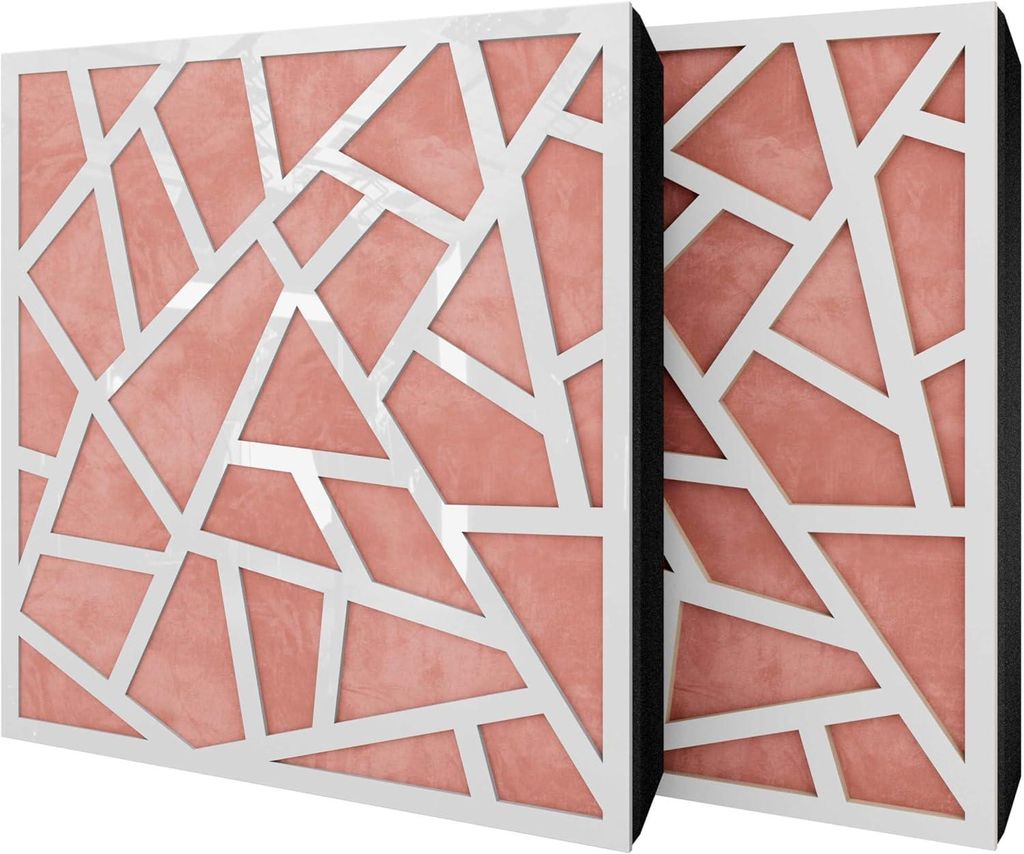 2er-Pack – Akustikpaneel mit Samtstoff und Befestigungsset | 50x50x5cm | Schallabsorption-Diffusion-Schalldämmung | [SKYROSS -Weißer Kunststoff...