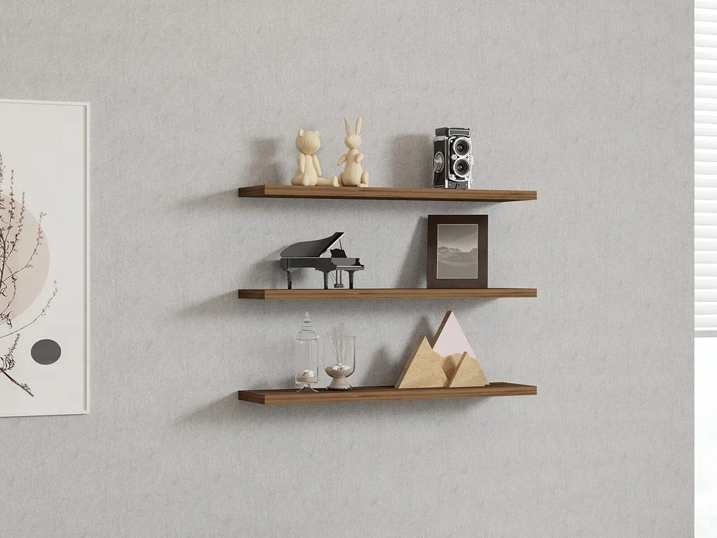 Skye Decor Boss - Étagère Murale en Noyer Massif, Dimensions 60x14,5 cm