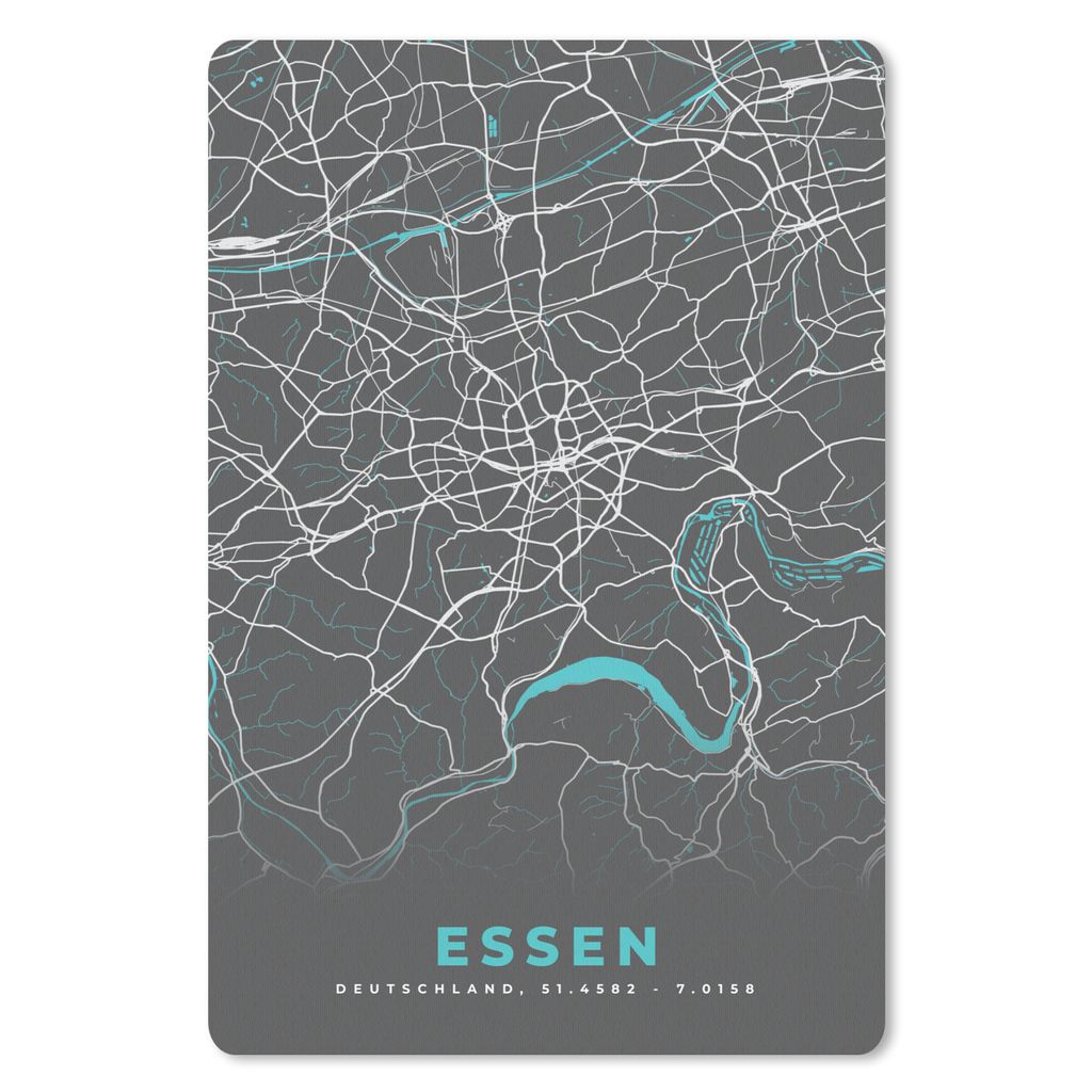 MuchoWow Mauspad Mousepad Deutschland - Blau - Essen - Stadtplan - Karte 18x27 cm - Mousepads - Maus Mat - Pad - Mausunterlage