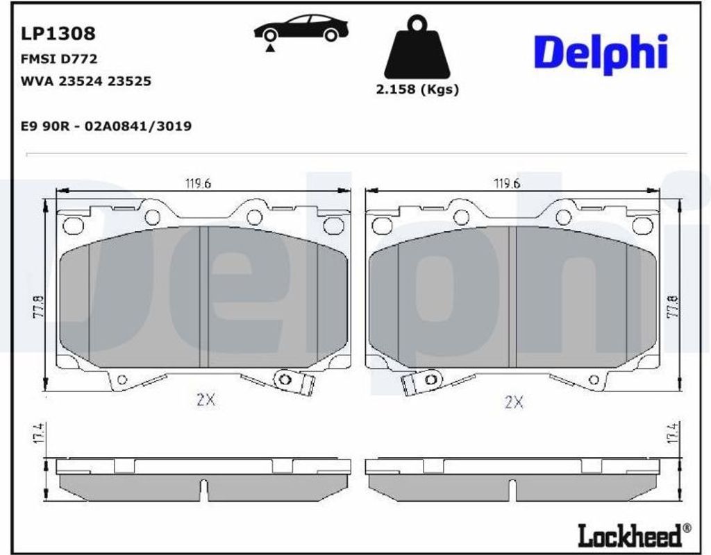 DELPHI Bremsbeläge Satz Vorne Bremsklötze für TOYOTA LAND Produktbild 