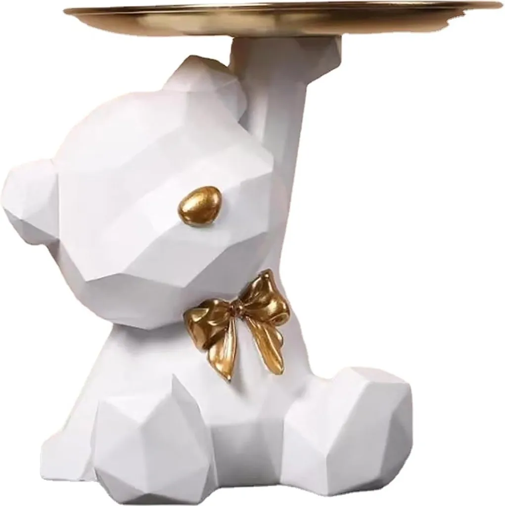 Vide-poche ours en résine avec plateau - Rangement décoratif moderne
