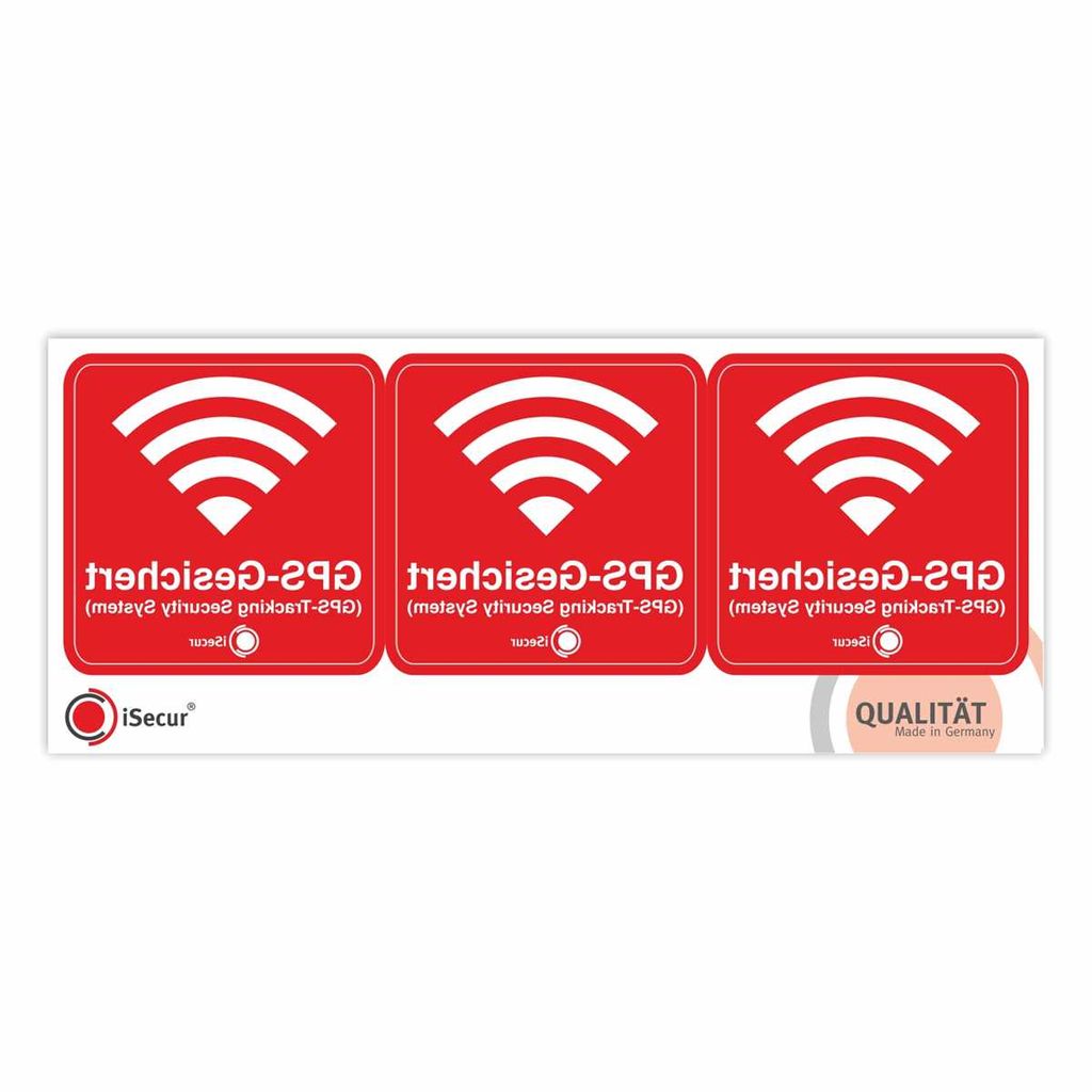 3er Aufkleber-Set GPS-Gesichert I 6 x 6 cm I Warnung GPS-Tracking Security System I Achtung Alarm-gesichert I innen-klebend wetterfest I hin_502