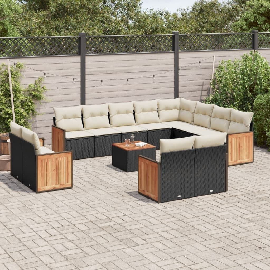 Maison Exclusive - 13-tlg. Garten-Sofagarnitur mit Kissen Schwarz Poly Rattan