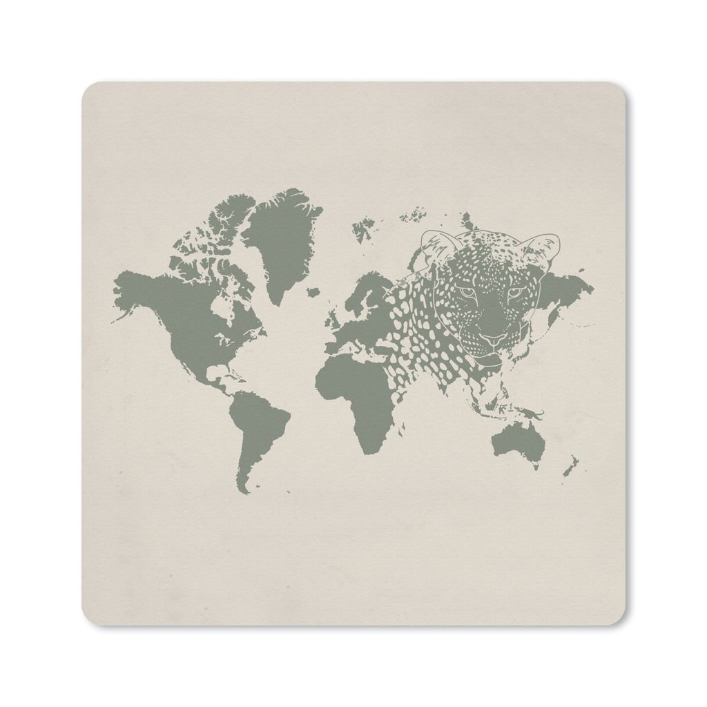 MuchoWow Mauspad Mousepad Weltkarte - Grau - Panther 30x30 cm - Mousepads - Maus Mat - Pad - Mausunterlage - Gaming
