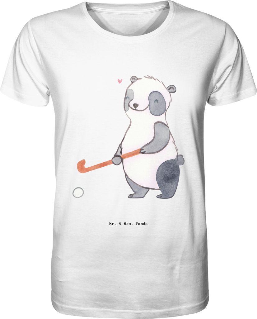 Mr. & Mrs. Panda Tshirt Panda Hockey spielen Größe M - Weiß - Geschenk, T-Shirt Herren, Hockeyschläger, Shirt, Feldhockey, Verein, Herren-T-Shi...
