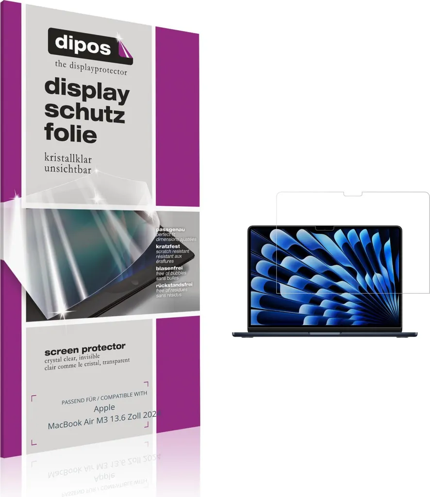 2x Pellicola dipos per MacBook Air M3 13.6 2024 | Schermo Sempre Nuovo