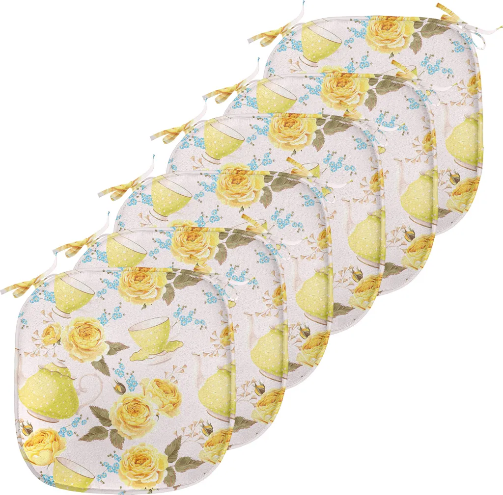 Coussins de Chaise Anti-Taches 40x40 cm avec Sangles - Lot de 6