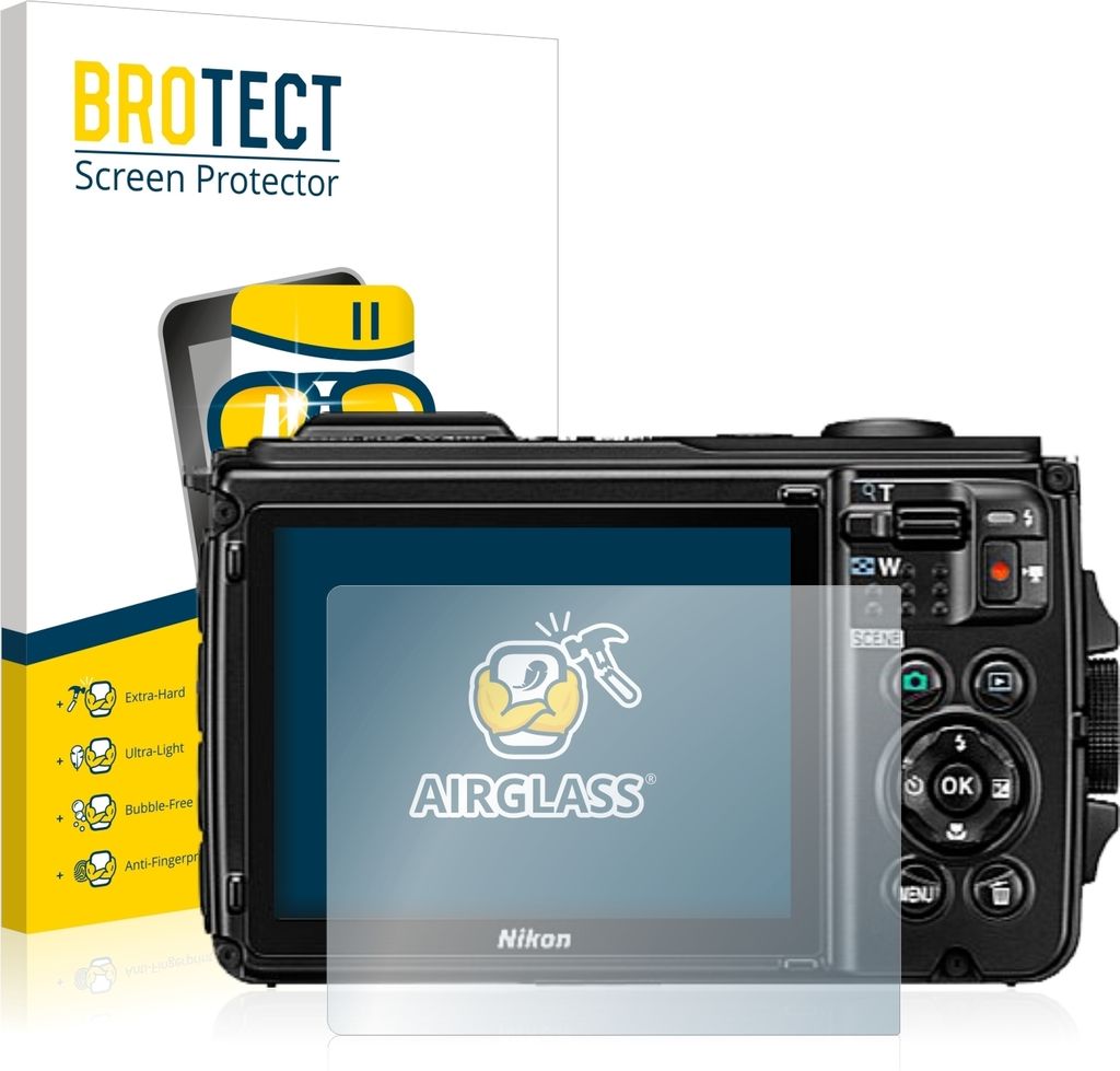 BROTECT Schutzglas für Nikon Coolpix W300 Schutzfolie Panzer Folie Glas Display Schutz klar