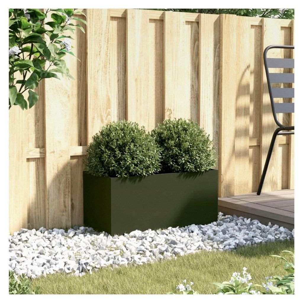 Hochbeet Pflanzkübel Olivgrün für Balkon und Terrasse - 62 x 30 x 29 cm