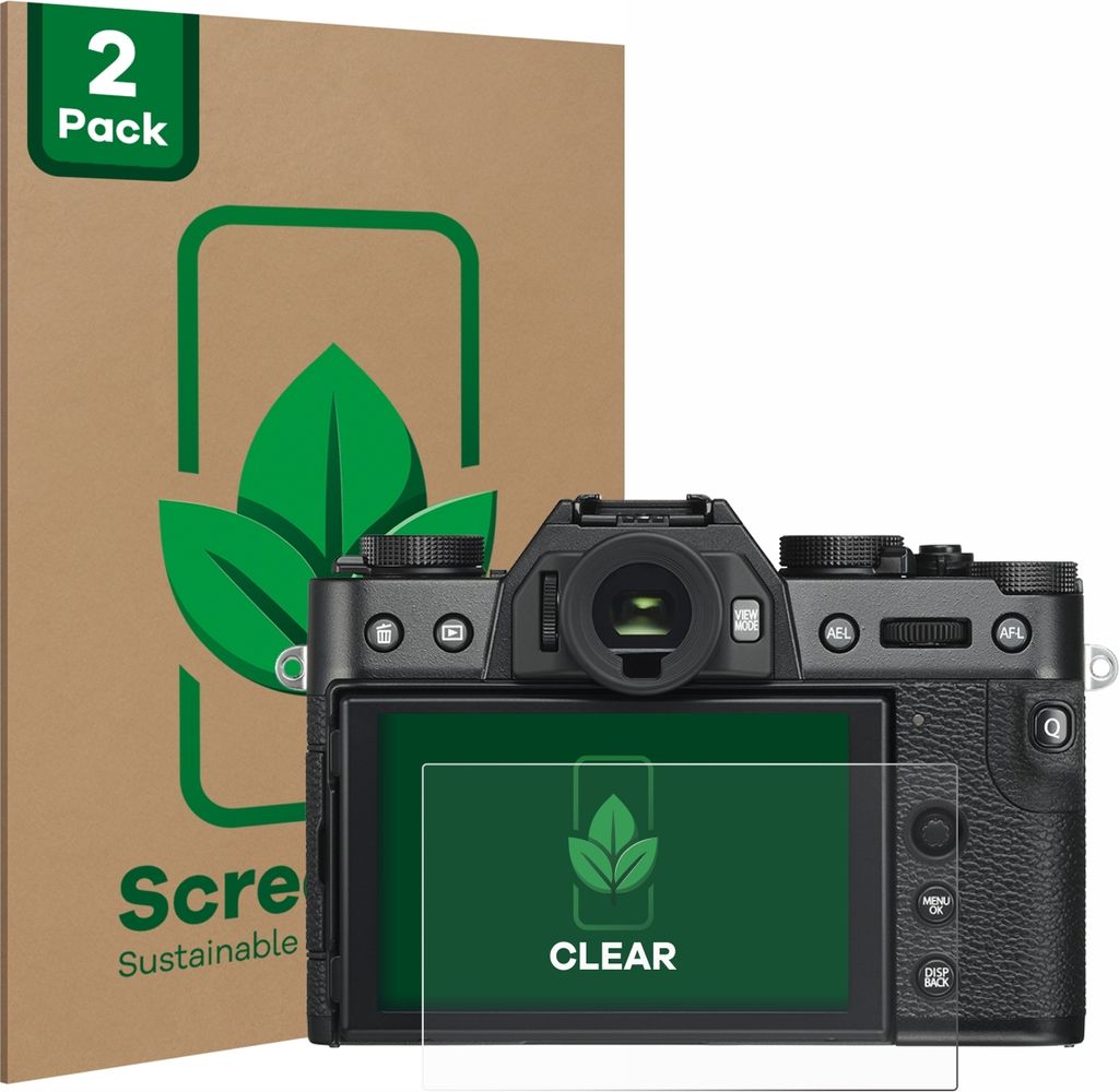 2x ScreenLeaf Schutzfolie für Fujifilm X-T30 ll nachhaltiger Displayschutz Display Schutz Folie Klar Transparent