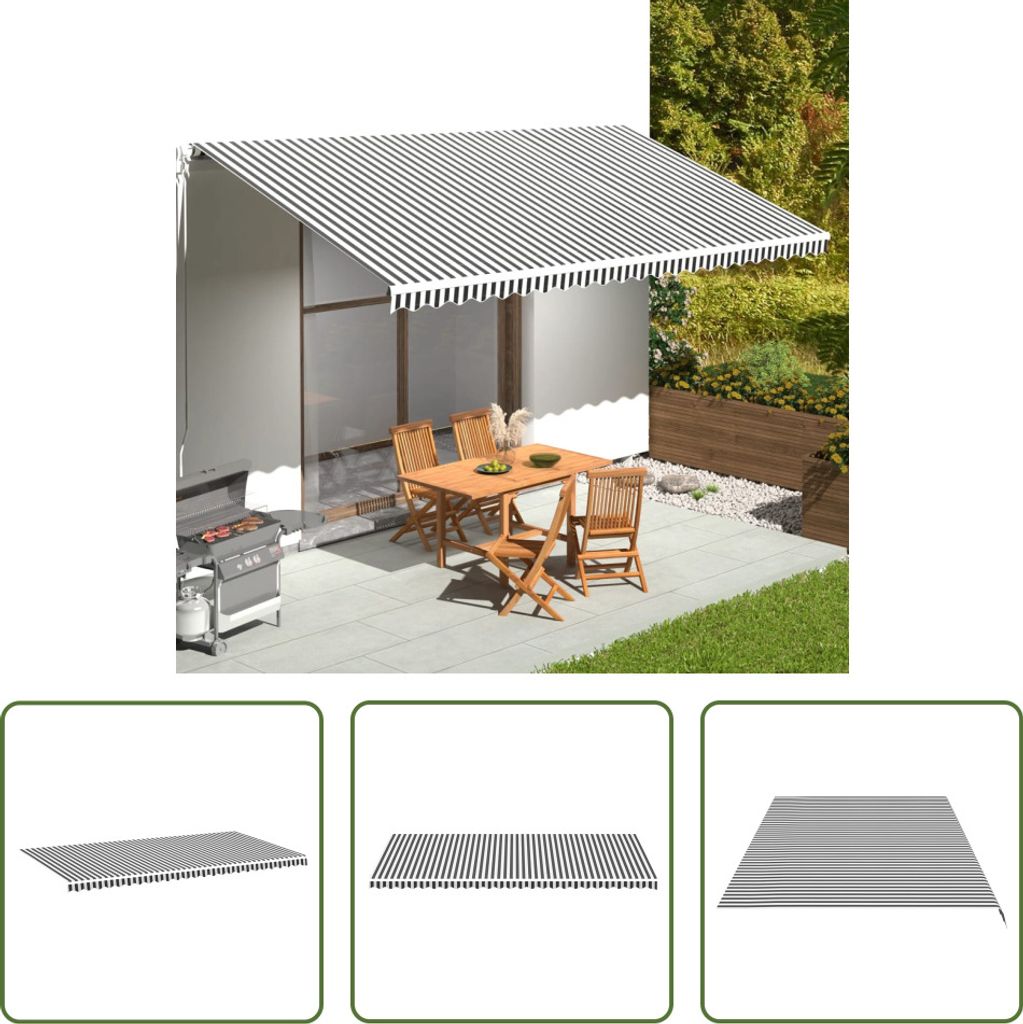 The Living Store Markisenbespannung Anthrazit und Weiß 6x3 m