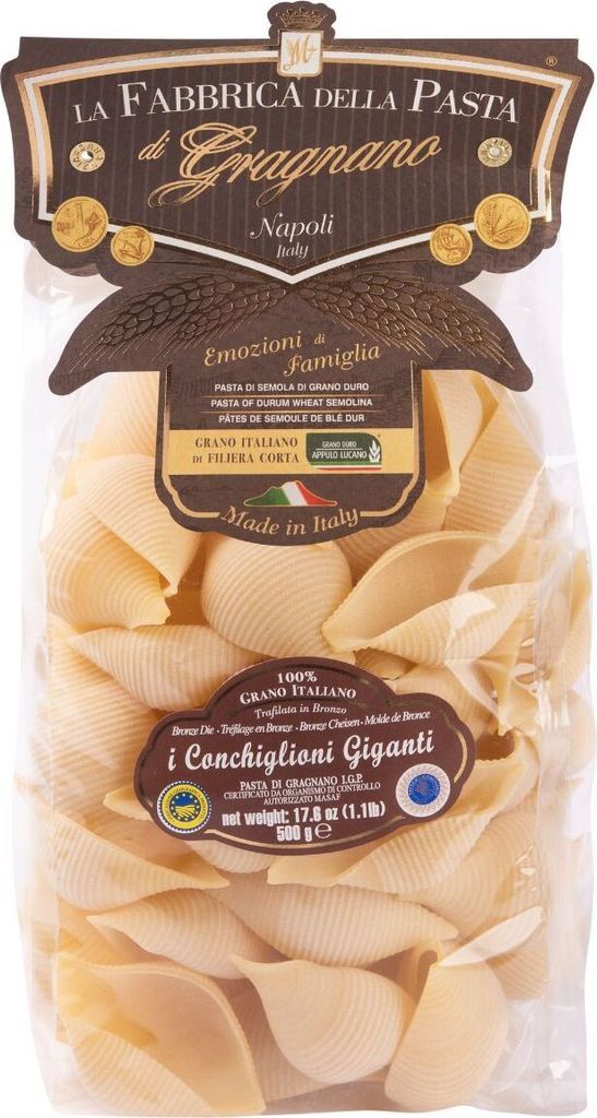 La Fabbrica Della Pasta Di Gragnano Conchiglioni Giganti IGP, Trafilatura al Bronzo, 500g,