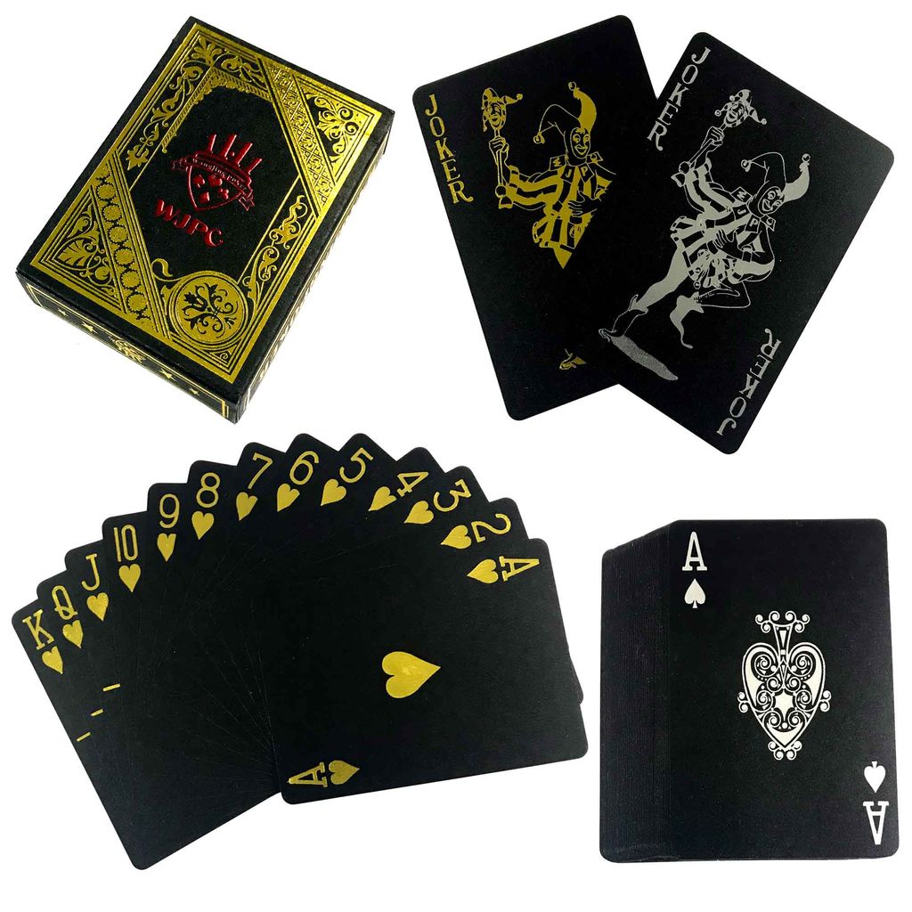 5x 54 Plastik Karten Deck SchwarzKunststoff SpielkartenPVC Pokerkarten 