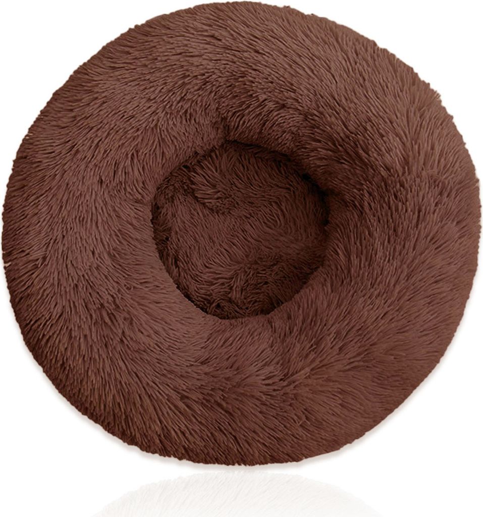 60cm Braun Plüsch Donut Hundebett Katzenbett Kuschelbett Hundekorb Hundekissen Kissen rund Haustierbett Bett