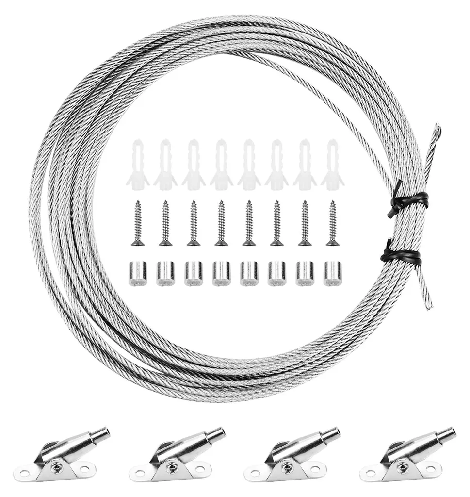 Câble de Tension Réglable 10m en Acier avec Fixations pour Usage Externe