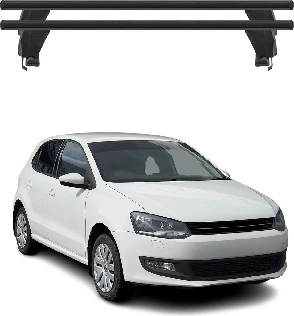 Menabo Dachträger Grundtäger für VW Polo 2009-2017 5tür 50kg Alu Schwarz 2 tlg