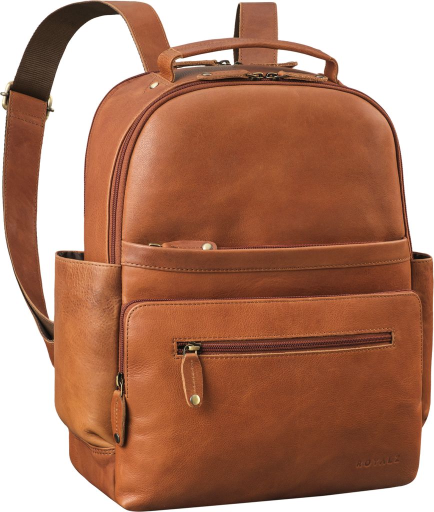 ROYALZ "New Orleans" Leder Rucksack für Herren und Damen Echtleder Mittel-Groß - als 13 - 14 Zoll Laptoprucksack Lederrucksack für Business Schu...
