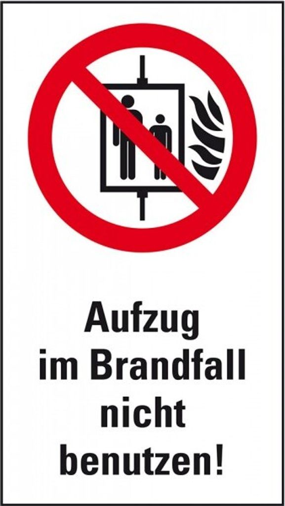 Dreifke Aufkleber I Verbots-Kombischild Aufzug im Brandfall nicht benutzen, ...
