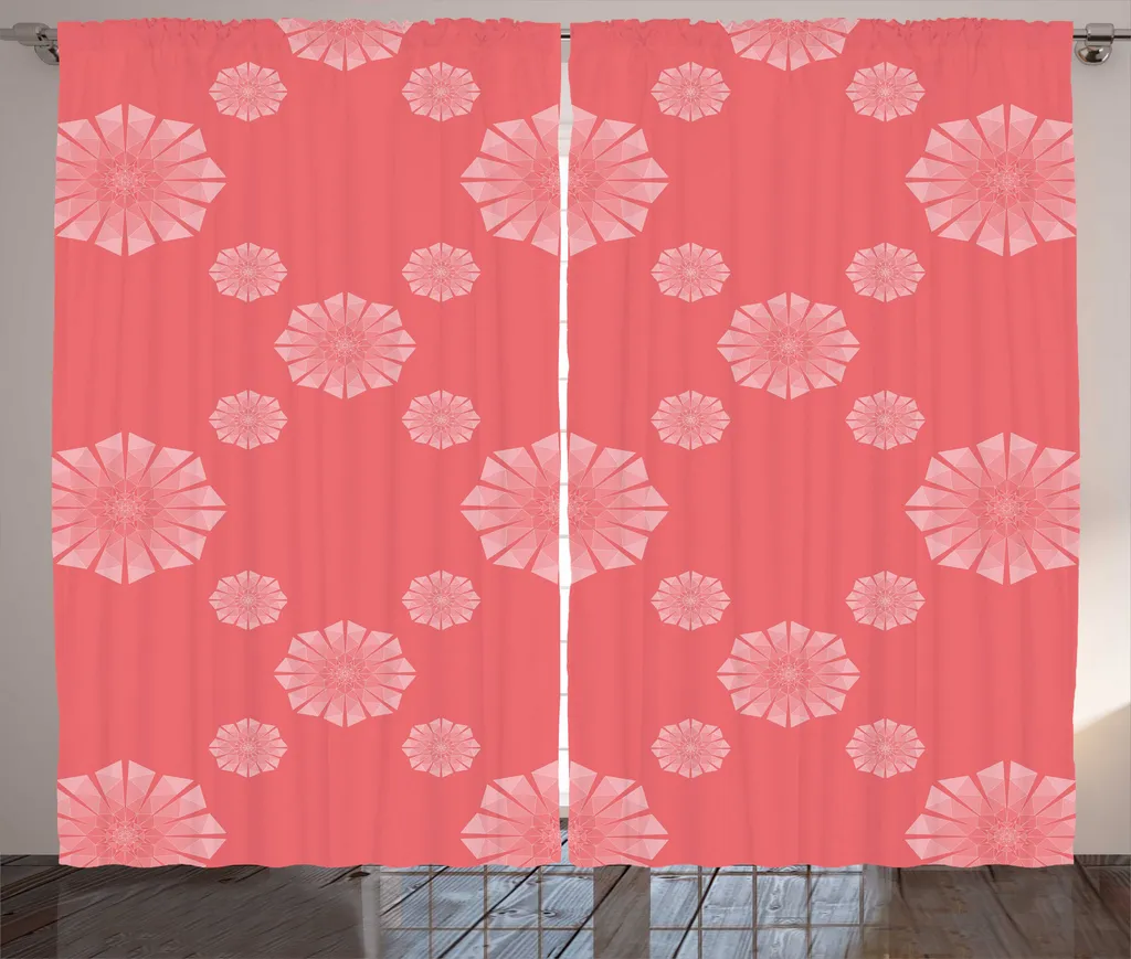Rideaux Salon pour Baie Vitrée 280x225 cm Design Rustique Rose et Corail