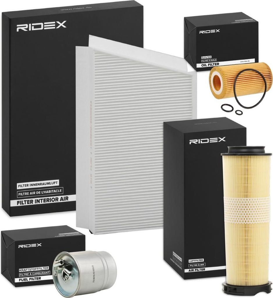 RIDEX Filterset Inspektionspaket Filtersatz passend für MERCEDES-BENZ C-Klasse Limousine (W203) C-Klasse T-modell (S203) CLK (C209) CLC (CL203)