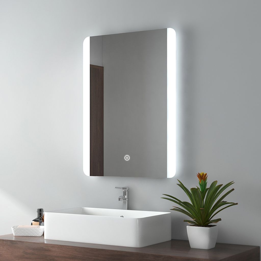 50x70 cm Wandspiegel Badspiegel mit LED Touch Beschlagfrei Badezimmer Spiegel