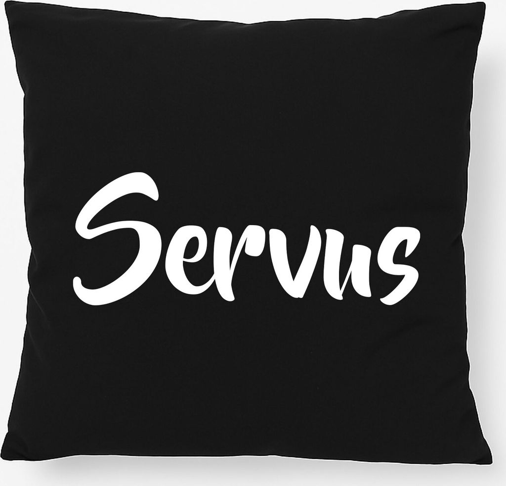 Huuraa Kissen Servus Schriftzug 40x40cm mit Füllung Black Baumwolle Dekokissen Geschenkidee