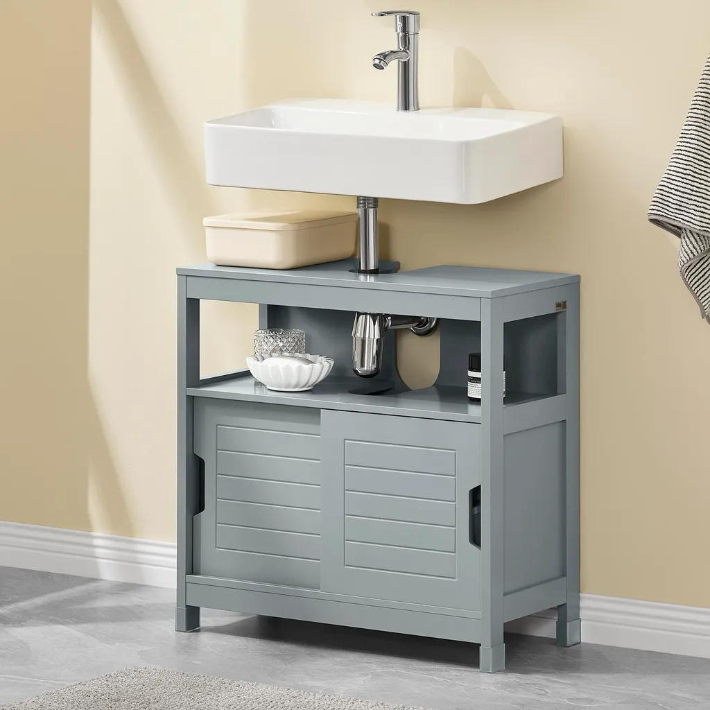 Meuble sous-lavabo Gris Acier avec Pieds de Protection 60x61x30 cm