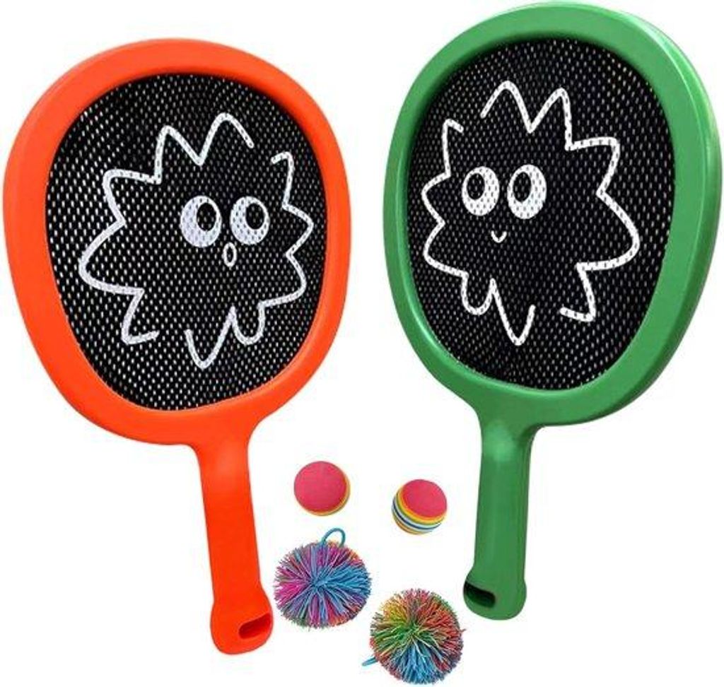 Balspielset für Anfänger - leichte Tennisschläger für Kinder - Strand- und Schwimmbadspiel - inkl. 2 Schaumkugeln & 2 Schnurkugeln - Mädchen u...
