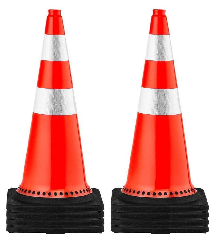 Sicherheitskegel, Verkehrskegel, 8 x 30 Zoll, orange, mit reflektierenden Ringen, Straßenkegel