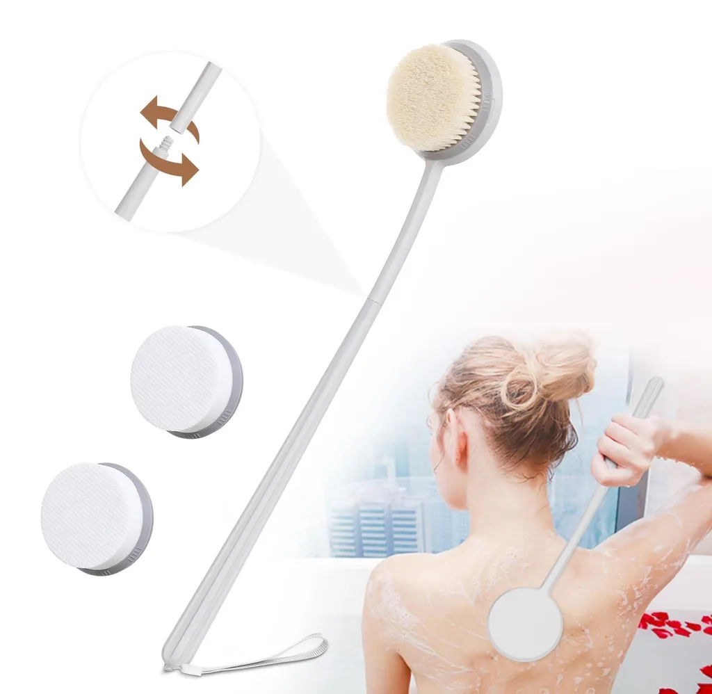 Laver le dos facilement avec cette brosse longue à poils naturels