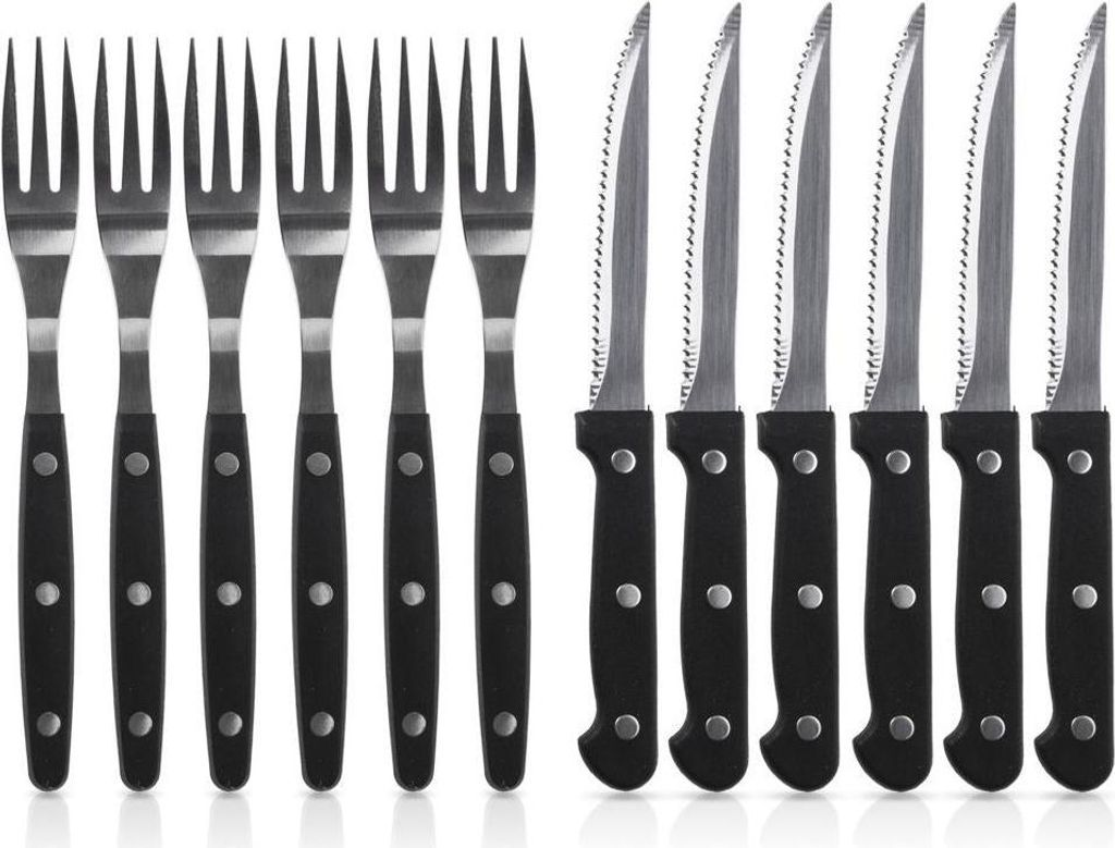 Six couteaux et fourchettes, parfaits pour le steak et la Image du produit 