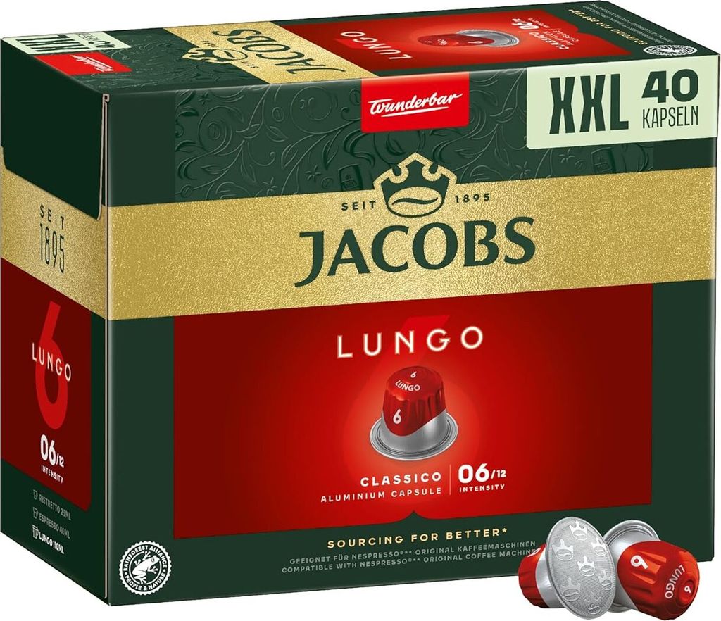Jacobs Lungo 6 Classico XXL-Pack | 40 Nespresso® komp. Produktbild 
