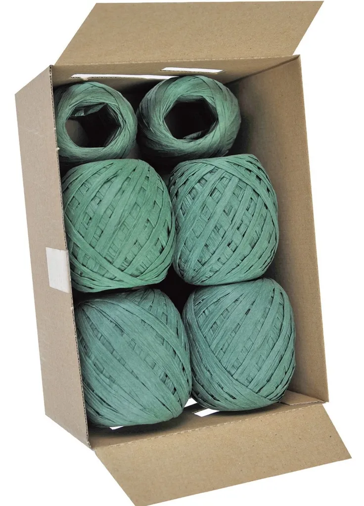 Goldina 1094 Raffia 7mm x 30m Dunkelgrün - Nastro Naturale Decorativo
